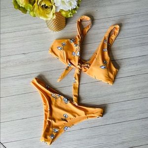 Floral tangerine bikini